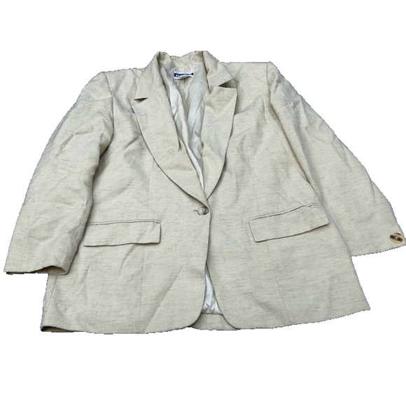 Pendleton Womens Jacket Blazer Classic Long Sleeve Linen Blend Beige Size 12 - Picture 1 of 8